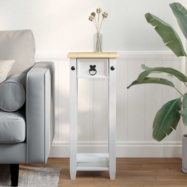 vidaXL Stojalo za rastline Bela 30 x 30 x 73 cm Masivno borovo les