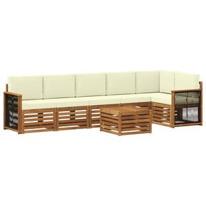 vidaXL Kotna sedežna garnitura z blazino 6 pcs Naravna in smetana