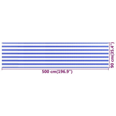 vidaXL Balkonsko platno modro in belo 90x500 cm HDPE