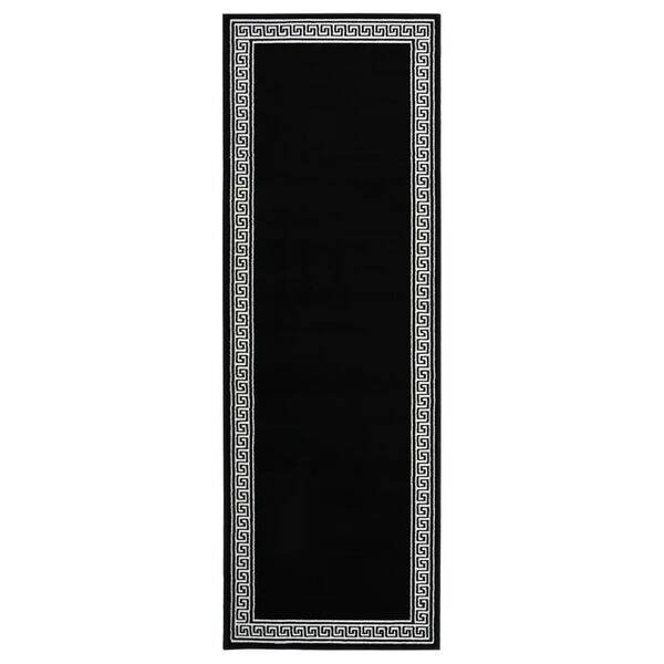 vidaXL Tepih tekač BCF črn z motivom 80x200 cm