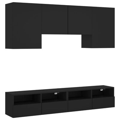 vidaXL Komplet TV omaric 5-delni črn inženirski les