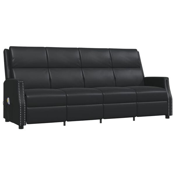 vidaXL Masažni štirised črno umetno usnje