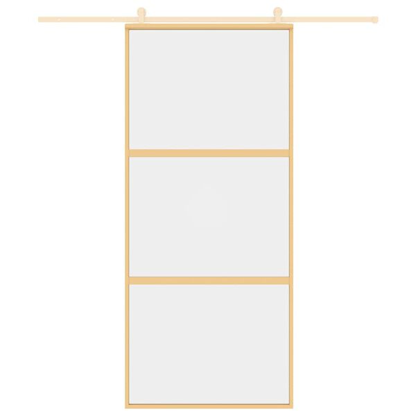 vidaXL Drsna vrata zlata 90x205 cm prozorno ESG steklo in aluminij