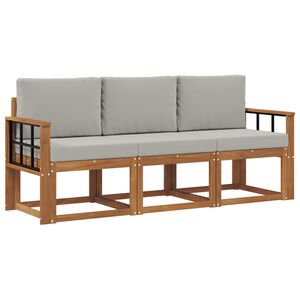 vidaXL Zunanja garnitura za sedenje 3 pcs Naravna in svetlo siva