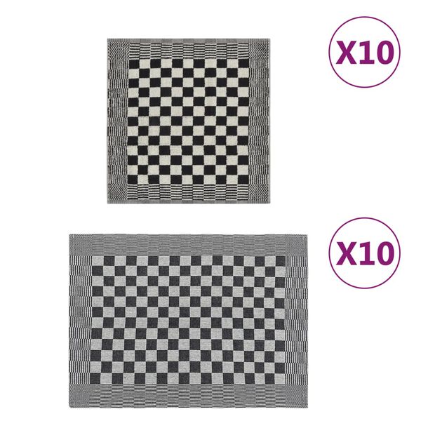 vidaXL Komplet brisač 20-delni črn in bel bombaž