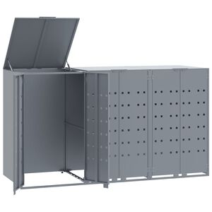 vidaXL Lopa za smetnjak za 3 smetnjake siva 207x79x117 cm jeklo