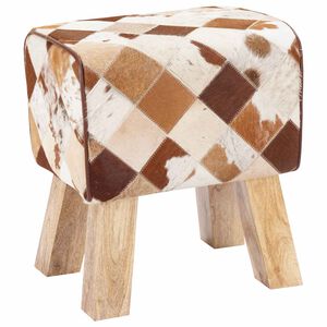 vidaXL klop 40 x 30 x 45 cm Pravo usnje Rjav patchwork