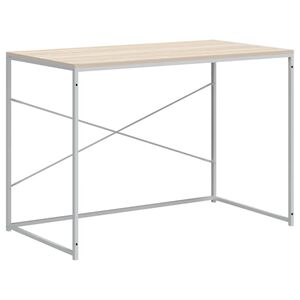 vidaXL Računalni&scaron;ka miza bela in hrast 110x60x70 cm inženirski les