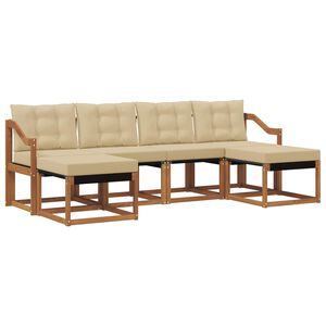 vidaXL Zunanja garnitura za sedenje z blazino 6 pcs Naravna in bež
