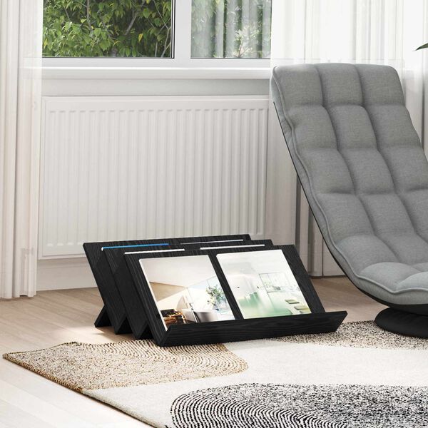 vidaXL Regal za revije s polico Črna Orehovina 65 x 53 x 28,5 cm