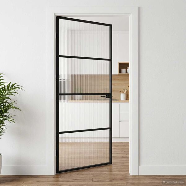 vidaXL Vhodna vrata 93 x 201,5 x 3,5 cm Aluminij in kaljeno steklo