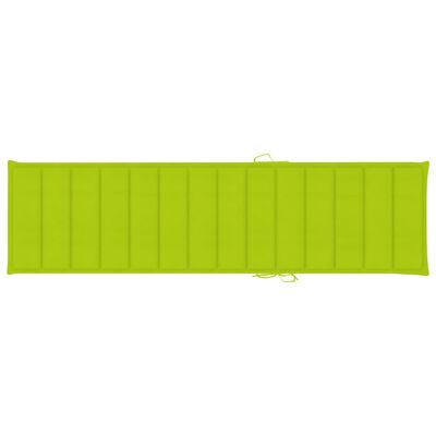 vidaXL Ležalnik s svetlo zeleno blazino trdna tikovina