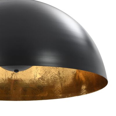 vidaXL Stropna svetilka 2 kosa črna in zlata pol-okrogla 50 cm E27