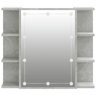 vidaXL Omarica z ogledalom in LED lučkami betonsko siva 70x16,5x60 cm