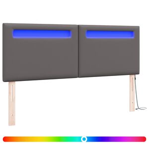 vidaXL LED glava postelje Siva 160 cm Umjetno usnje