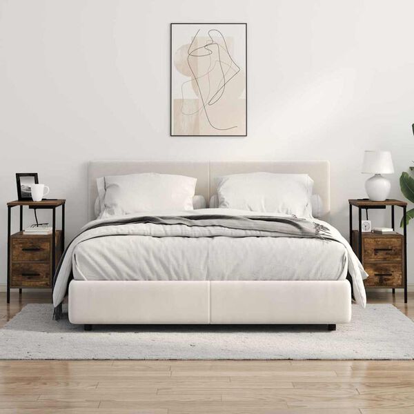 vidaXL Nočna omarica Dimljeni oreh 30 x 48 x 61 cm Konstruiran les