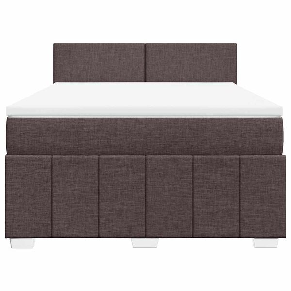 vidaXL Box spring postelja z vzmetnico temno rjav 140x190 cm blago