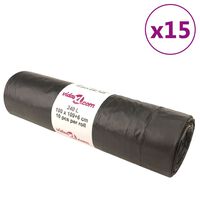vidaXL Vrečke za smeti z vrvico 150 kos črne 240 L