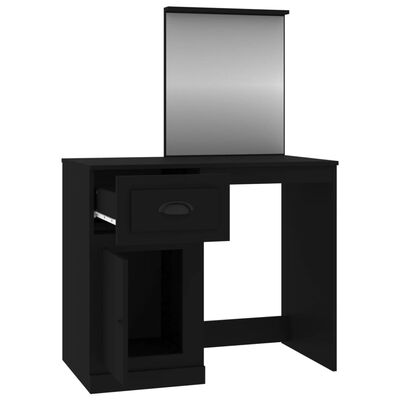 vidaXL Toaletna mizica z ogledalom črna 90x50x132,5 cm inženirski les