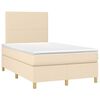 vidaXL Box spring postelja z vzmetnico krem 120x190 cm blago