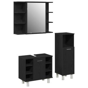 vidaXL Komplet pohi&scaron;tva za kopalnico 3 kos Črna 30 x 30 x 99,5 cm
