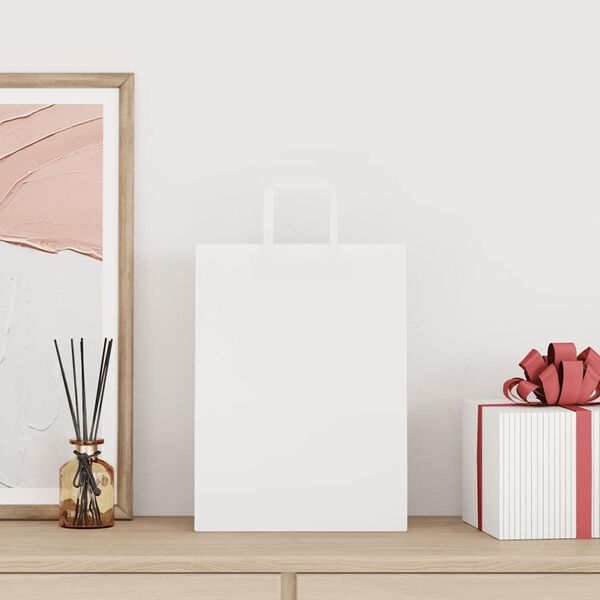 vidaXL Papirnate vrečke 250 kosov z ročaji bela 26x12x35 cm