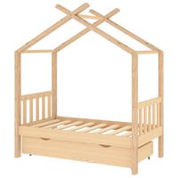 vidaXL Otroški posteljni okvir s predalom trdna borovina 70x140 cm