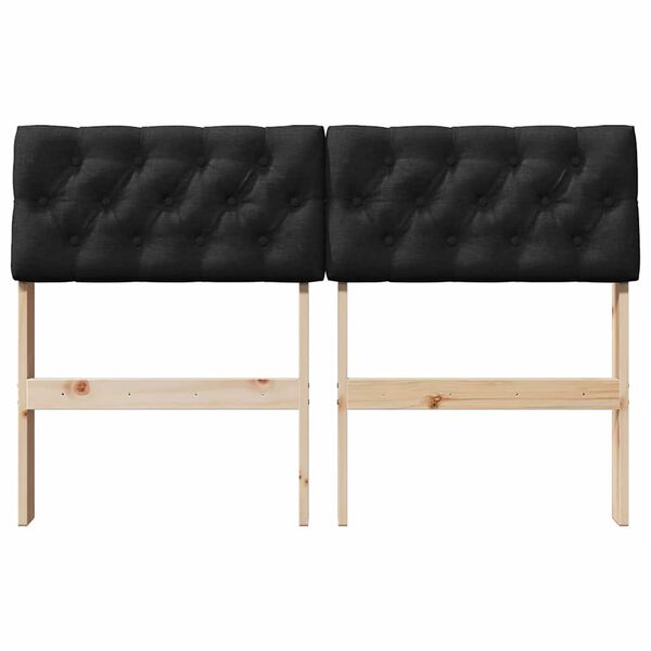 vidaXL Tapecirano vzglavje Črna 120 cm Masivno borovo les