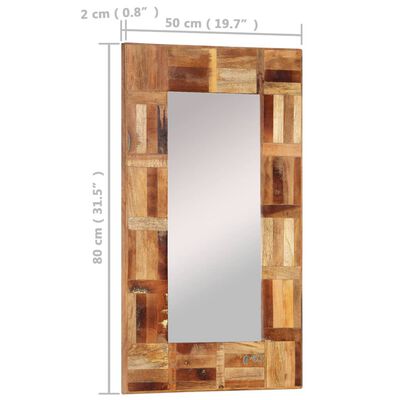 vidaXL Stensko ogledalo iz predelanega lesa 50x80 cm