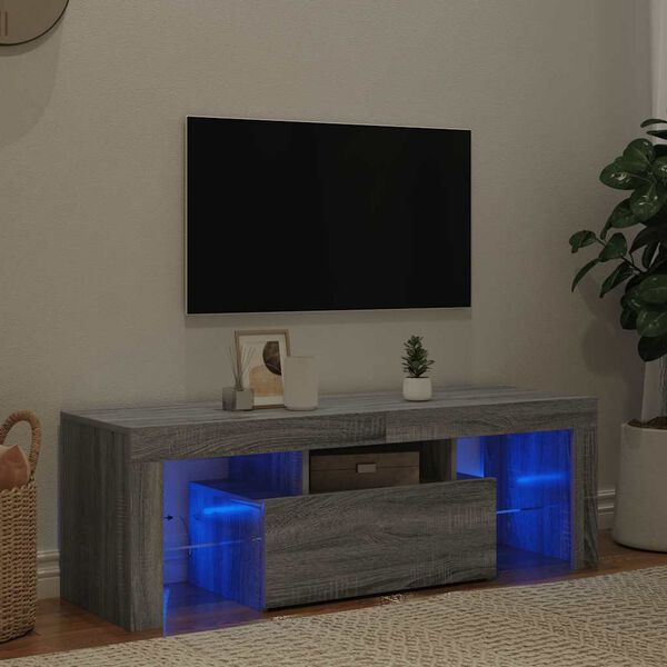 vidaXL TV omarica z LED lučkami siva sonoma 120x35x40 cm