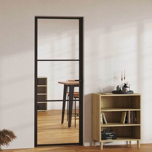 vidaXL Notranja vrata ESG steklo in aluminij 76x201,5 cm črna