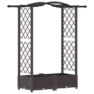 vidaXL Dvignjeno leži&scaron;če s trellisom in streho Rjava 124 x 40 x 123 cm