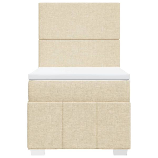 vidaXL Box spring postelja z vzmetnico krem 90x200 cm blago