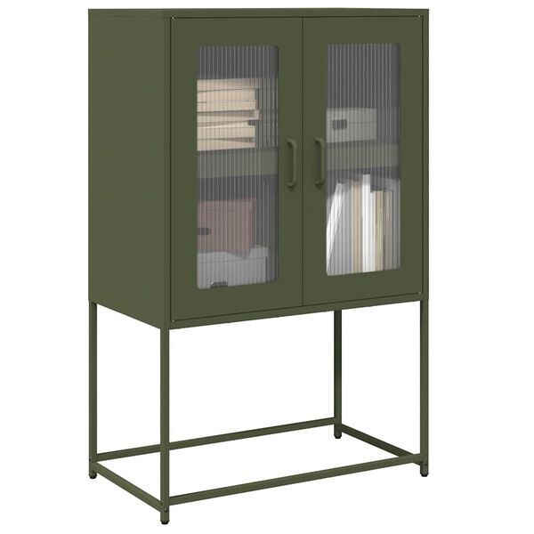 vidaXL Highboard Olive Green 68x39x107 cm Jeklo