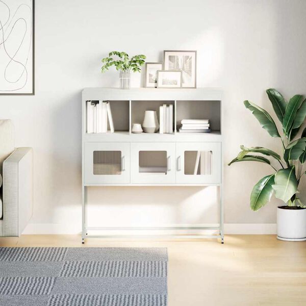 vidaXL Komoda bela 100,5x39x107 cm hladno valjano jeklo