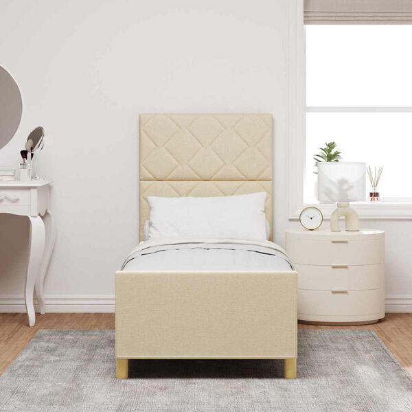 vidaXL Konstrukcija postelje z vzglavjem krema 80 x 200 cm blago