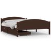 vidaXL Posteljni okvir z 2 predaloma temno rjav 140x200 cm borovina