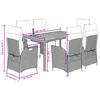 vidaXL Vrtna jedilna garnitura 7-delna z blazinami siv poli ratan