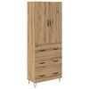 vidaXL Visok predalnik 2 pcs Umetni hrast 69,5 x 34 x 180 cm