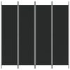 vidaXL Paravan 4-delni 200x200 cm črno blago