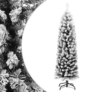 vidaXL Ozka umetna novoletna jelka s snegom zelena 120 cm PVC