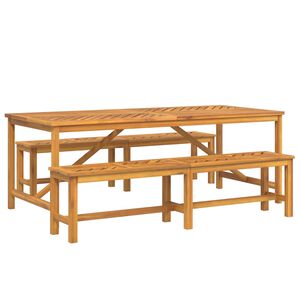 vidaXL Komplet za jedilnico v vrtu 3 pcs Rjava Masiven les akacije