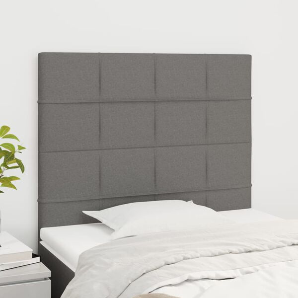 vidaXL Vzglavje postelje temno sivo 80x5x118/128 cm blago
