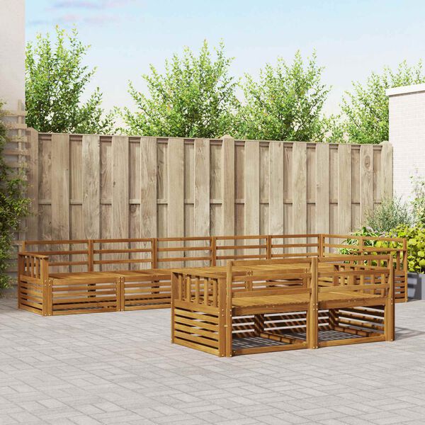 vidaXL Zunanja garnitura za sedenje 8 pcs Naravna Masiven les akacije