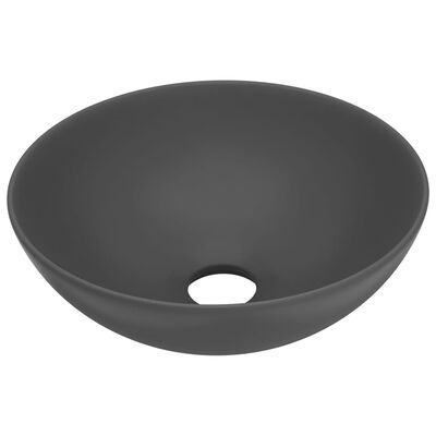vidaXL Kopalniški umivalnik keramičen temno siv okrogel