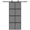 vidaXL Drsna vrata z opremo črna 90x205 cm kaljeno steklo