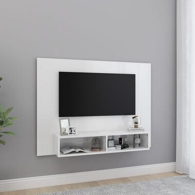 vidaXL Stenska TV omarica visok sijaj bela 120x23,5x90 cm iverna pl.