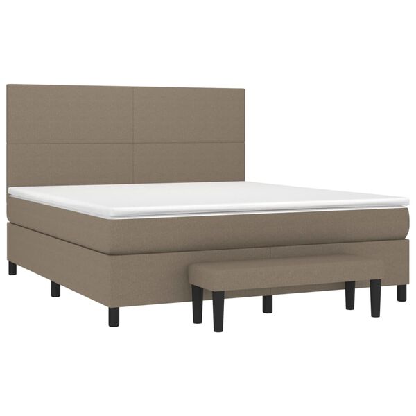 vidaXL Box spring postelja z vzmetnico taupe 180x200 cm blago