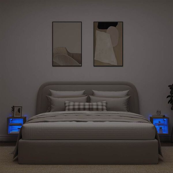 vidaXL Stenske TV omarice z LED 2 kosa artisan hrast 30x28,5x30 cm