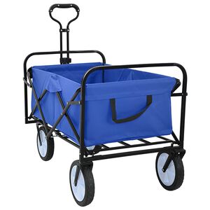 vidaXL Zložljiv nakupovalni voziček z zavorami Modra 94 x 53 x 99 cm